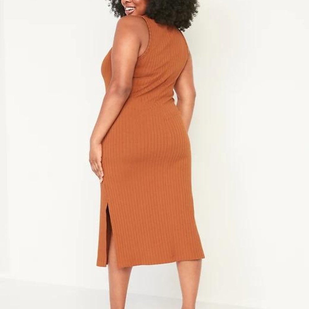 Old Navy Fitted Sleeveless Rib-Knit Midi Sweater Dress for Women New - Picture 5 of 7